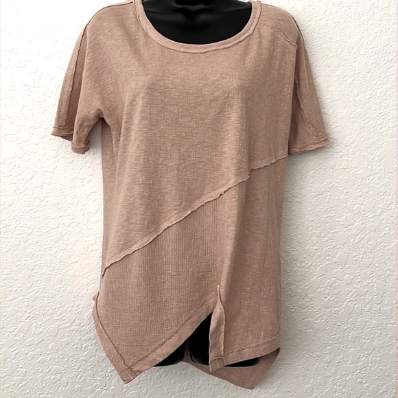 MARIA RERIO Ladies top blouse handkerchief hem lagenlook bougie beige size Small - Picture 3 of 16